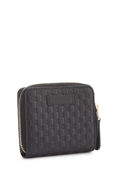 Black Microgussissima Leather French Compact Zip Wallet , , large