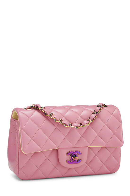 Pink Quilted Lambskin Rainbow Rectangular Flap Mini, , large image number 1