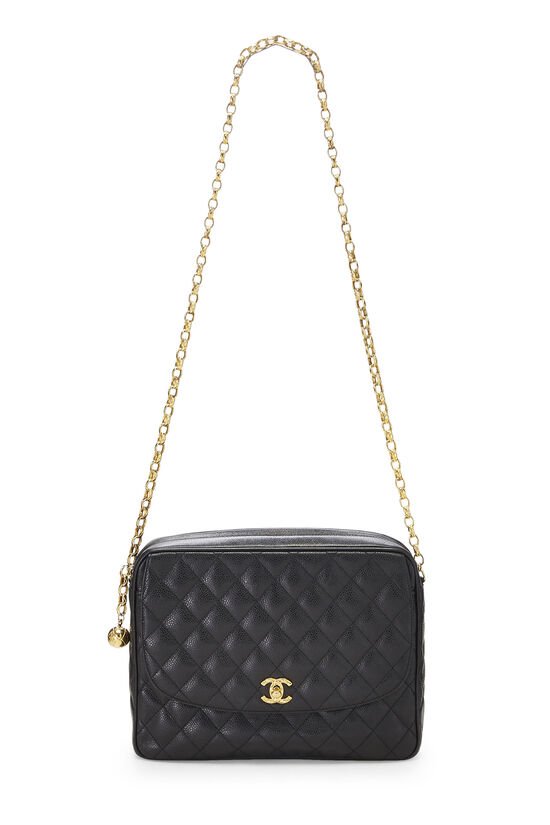 Chanel - Black Quilted Caviar Pocket Camera Bag Large