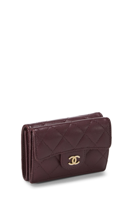 Burgundy Caviar Classic Flap Compact Wallet, , large image number 1