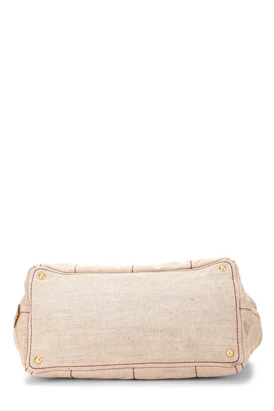 Beige Canvas Canapa Logo Tote, , large image number 4
