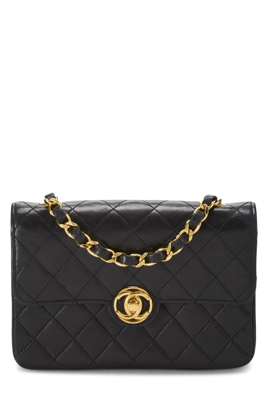 Black Quilted Lambskin Circle Lock Half Flap Mini, , large image number 0
