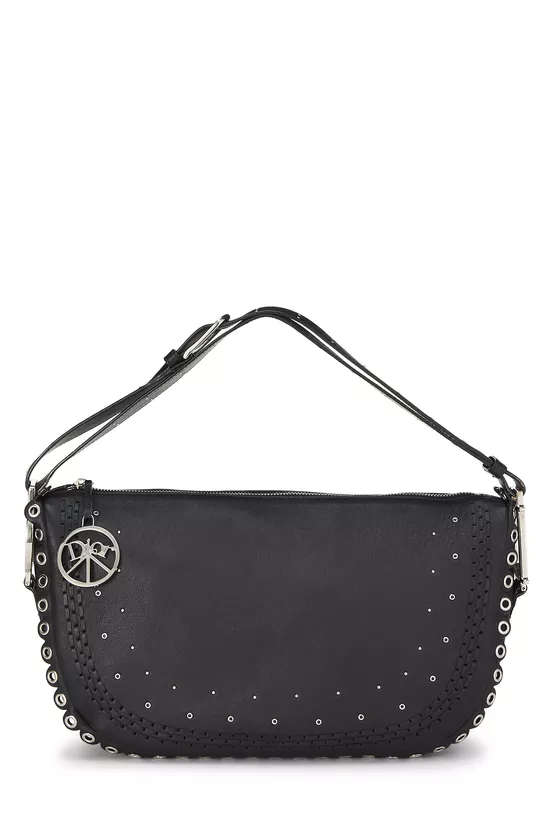 Black Peace & Love Leather Shoulder Bag, , large image number 0