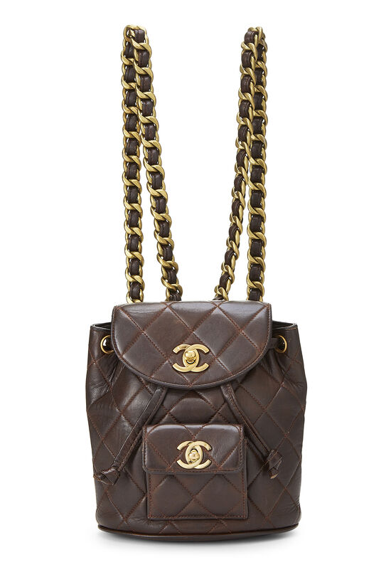 Brown Quilted Lambskin Classic Backpack Mini