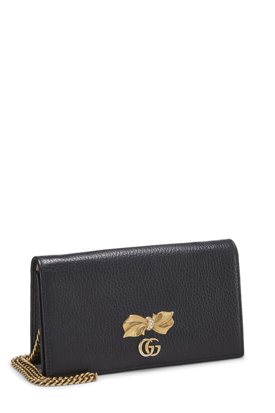 Black Leather GG Marmont Bow Crossbody, , large image number 1
