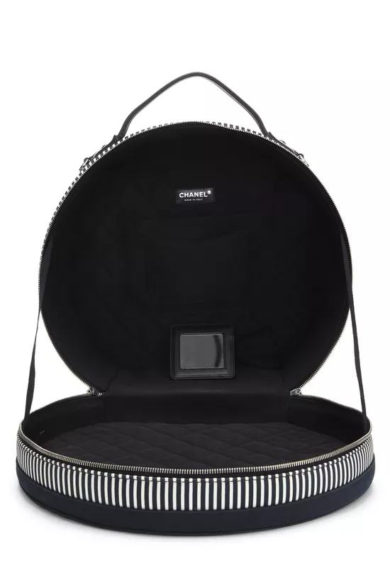 Paris-Venice Navy & White Striped Canvas Rialto Hat Box, , large image number 6