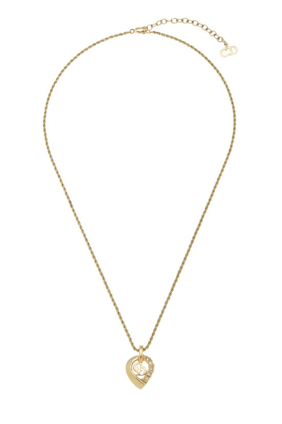 Gold & Crystal CD Logo Necklace, , large image number 0