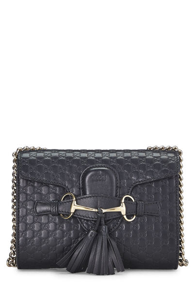 Black Microguccissima Leather Emily Chain Crossbody Bag