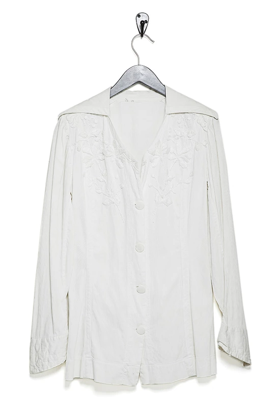 Victorian White Cotton Embroidered Top, , large image number 0