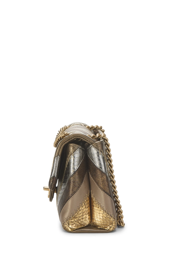 Gold Calfskin Patchwork Chevron Half Flap, , large image number 2