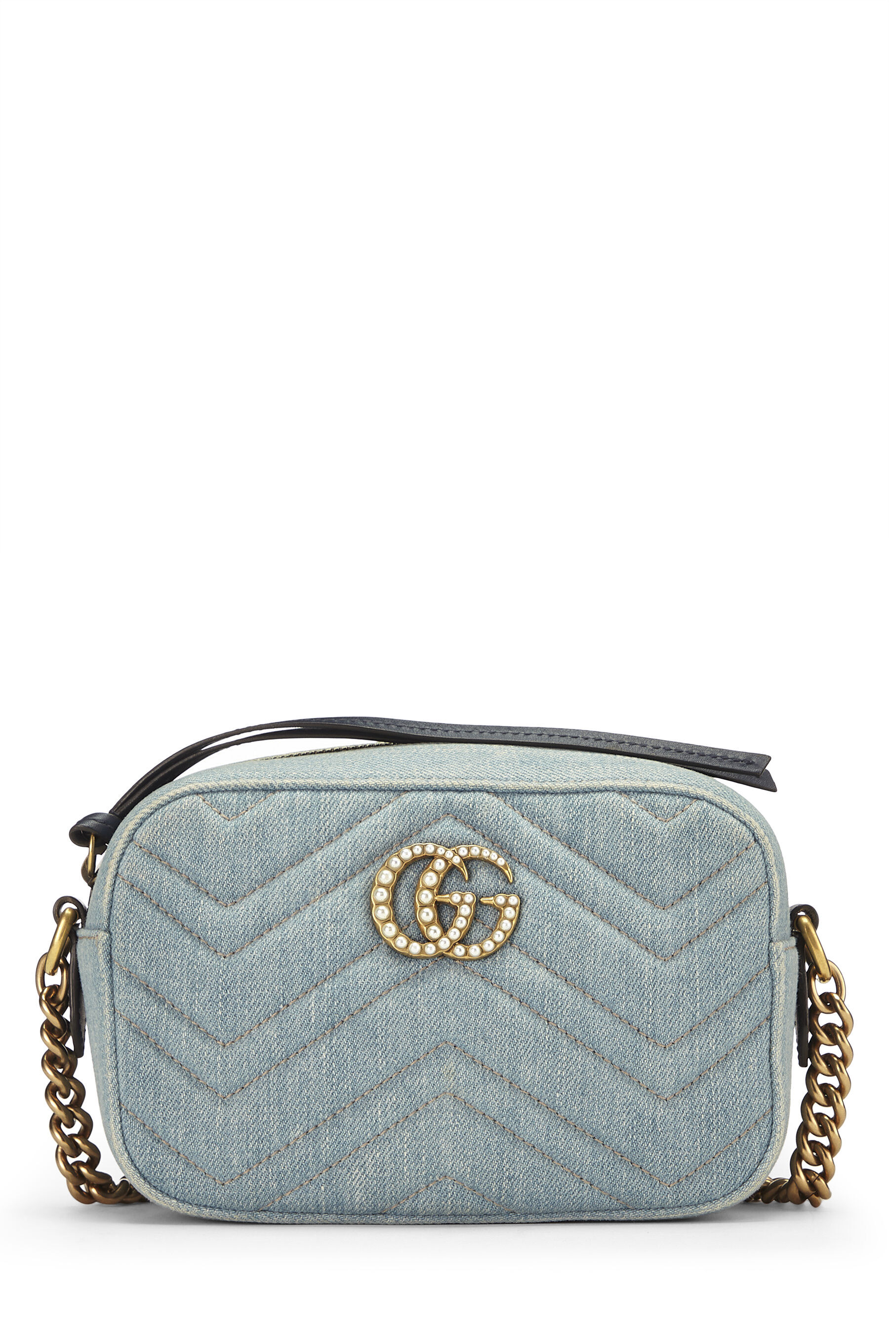 Gucci Blue Matelasse Denim Pearl Embellished GG Marmont Shoulder Bag Gucci  | TLC
