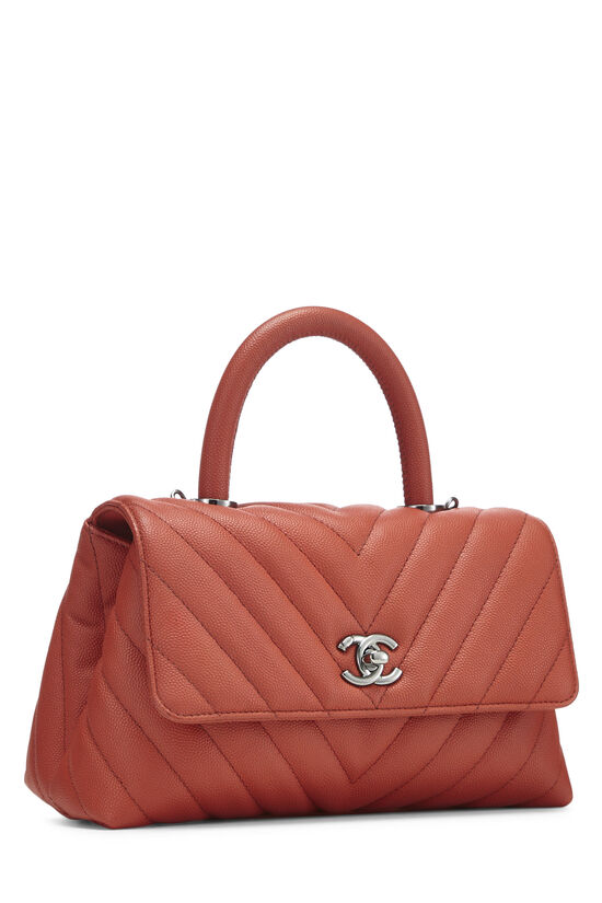 Chanel Pink Chevron Caviar Coco Handle Bag Q6B1WM0FPB000