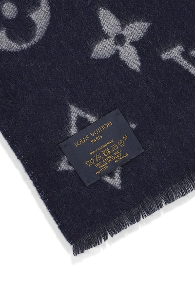 Blue Monogram Cashmere Scarf, , large