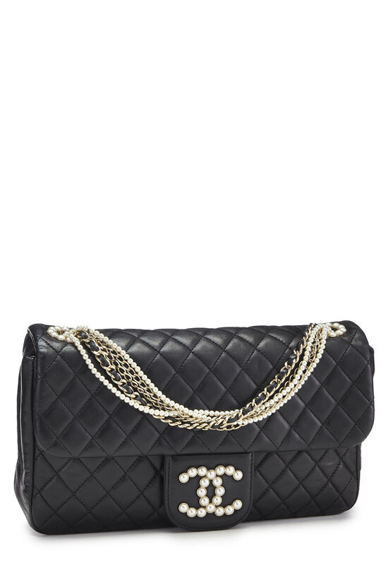 Chanel Medium Westminster Pearl Flap Bag in Black Lambskin
