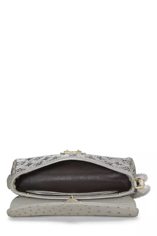 Grey Monogram Canvas & Ostrich Comedie Manege, , large image number 5