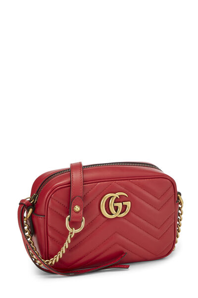Red Leather GG Marmont Crossbody Mini, , large
