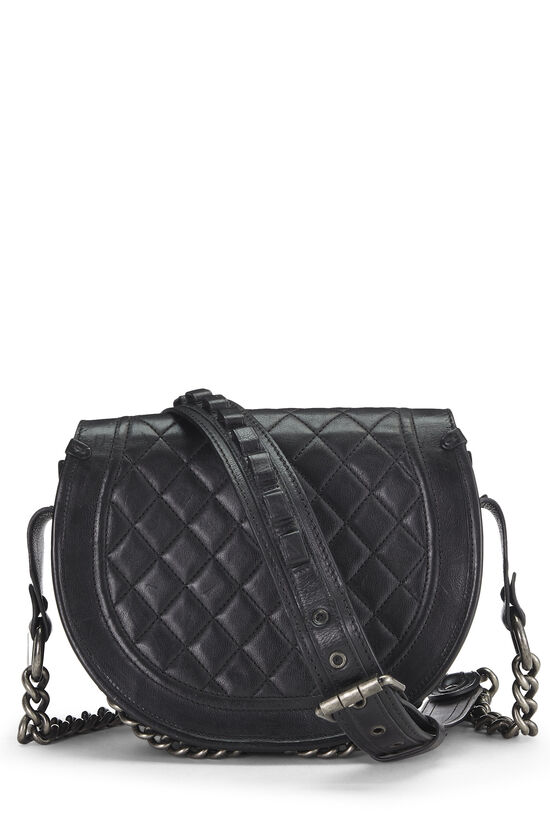 Chanel Paris-Dallas Black Quilted Calfskin Studded Saddle Bag