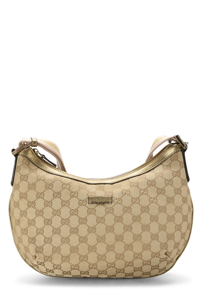 Gucci Gold Original GG Canvas Web Round Messenger