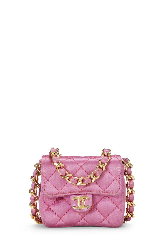 Pink Quilted Satin Single Flap Micro