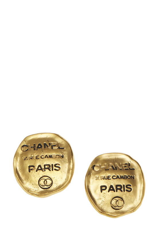 Chanel Gold Rue Cambon Engraved Earrings Q6JDCS17DB023