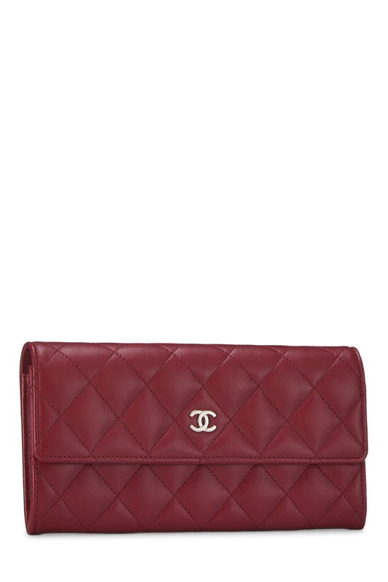 Red Lambskin Long Wallet, , large image number 1
