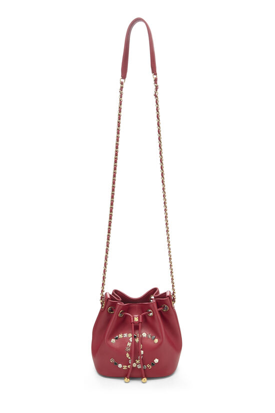 Red Lambskin Lucky Charm Bucket Bag Mini, , large image number 1