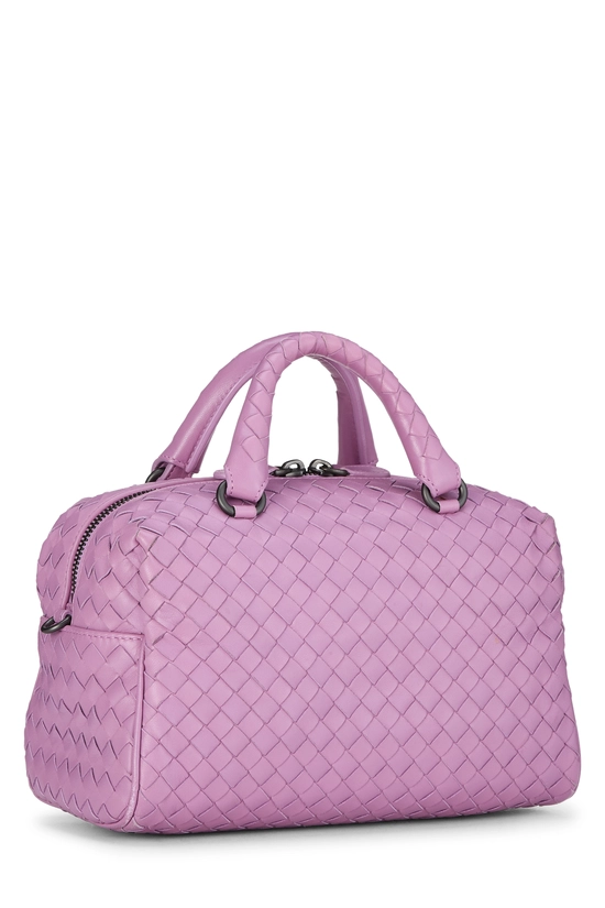 Purple Intrecciato Leather Boston Bag, , large image number 1
