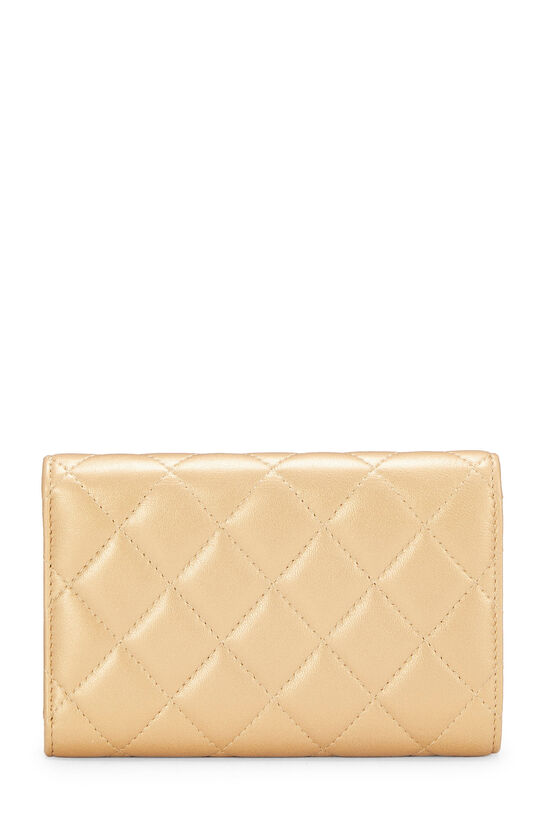 Metallic Gold Quilted Leather Wallet , , large image number 3