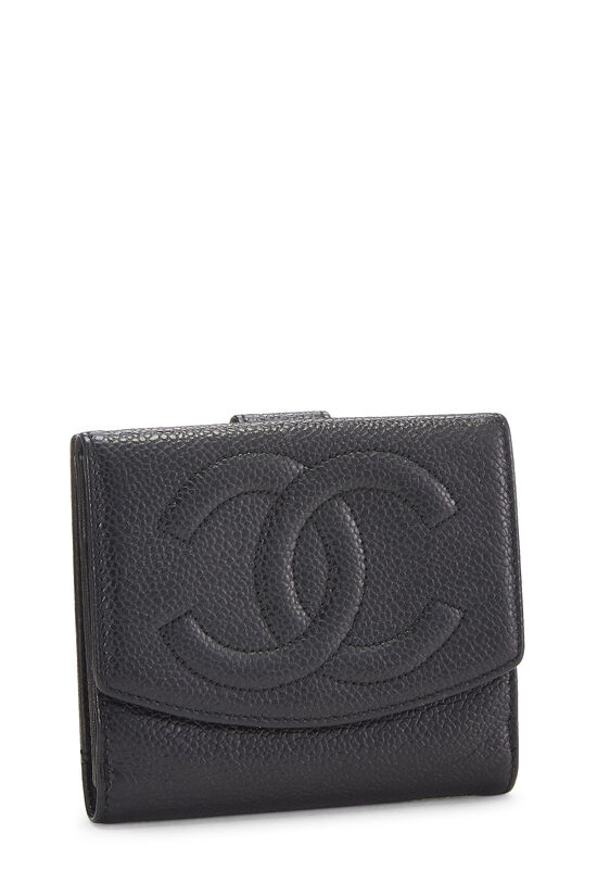 Chanel CC Timeless Compact Wallet in Black Caviar Leather