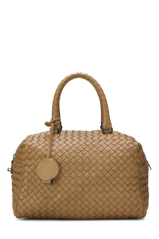 Brown Intrecciato Leather Boston, , large image number 0