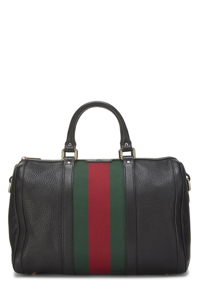 Gucci Black Leather Web Boston Bag Medium — photo 1