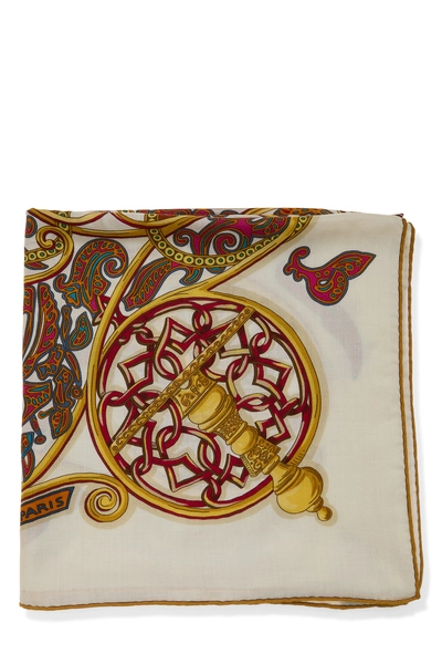 Cream & Multicolor 'La Danse des Amazone' Scarf 140, , large