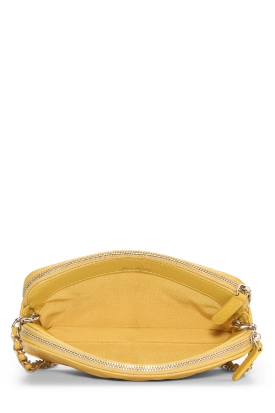 Yellow Quilted Caviar Double Zip Clutch, , large image number 5