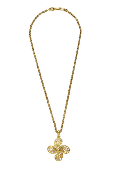 Gold Fretwork Paisley Necklace