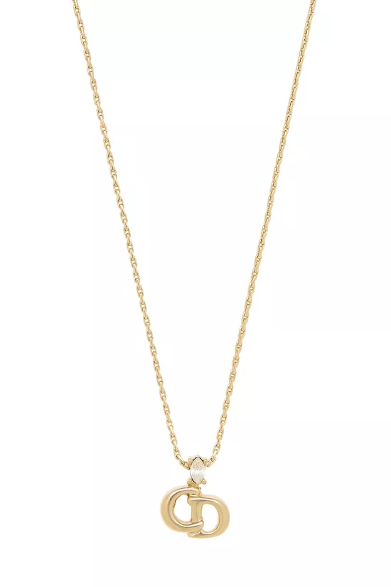 Gold Crystal 'CD' Necklace, , large image number 1