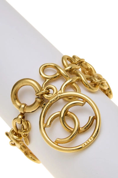 Gold 'CC' Chain Bracelet, , large