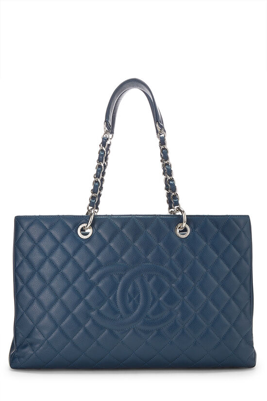 Chanel Navy Quilted Caviar Grand Shopping Tote (GST) XL