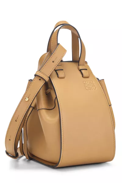 Brown Calfskin Hammock Drawstring Bag Mini, , large