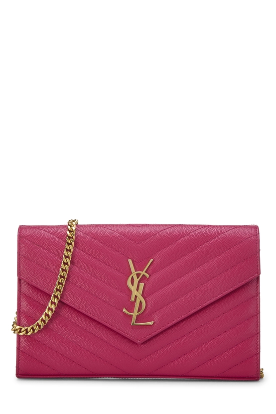 Pink Grainy Leather Monogram Wallet On Chain (WOC), , large image number 0