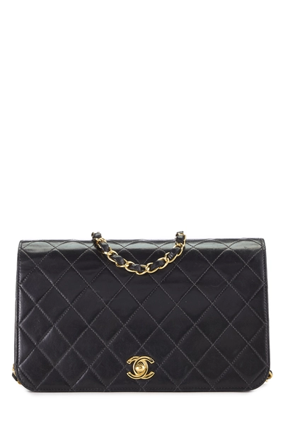 Black Quilted Lambskin Full Flap Small