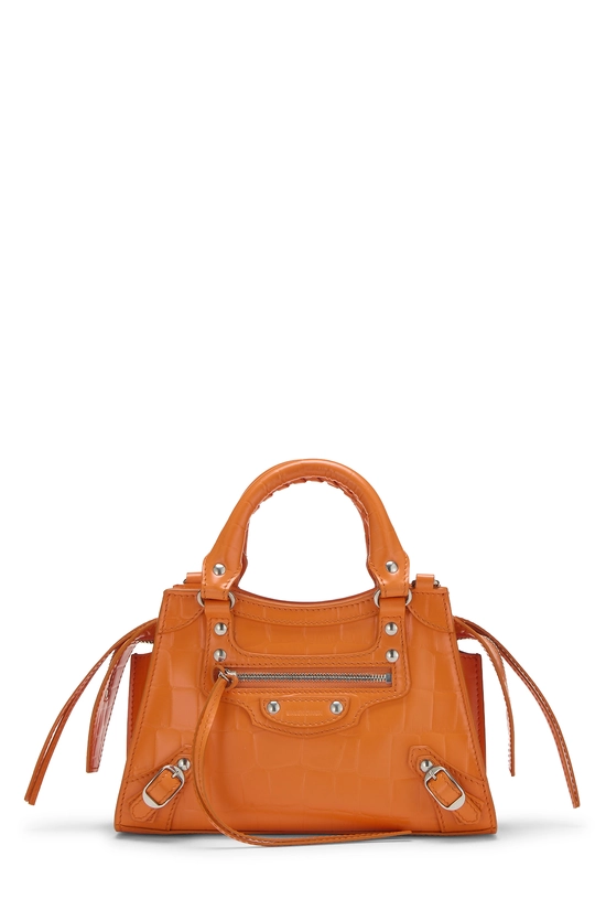 Orange Embossed Leather Neo Classic City Mini, , large image number 0