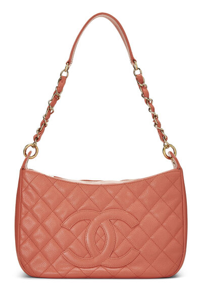 Coral Quilted Caviar Timeless CC Shoulder Bag