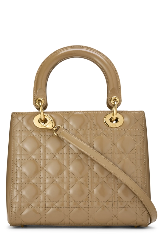 Beige Cannage Quilted Patent Leather Lady Dior Medium, , large image number 3