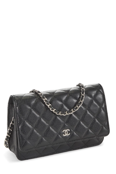 Black Quilted Caviar Classic Wallet on Chain (WOC), , large