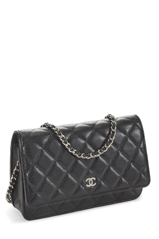 Black Quilted Caviar Classic Wallet on Chain (WOC), , large image number 1