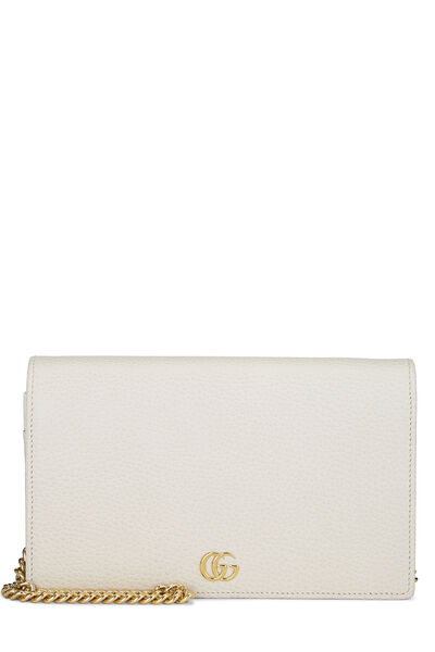 White Leather GG Marmont Wallet on Chain Mini