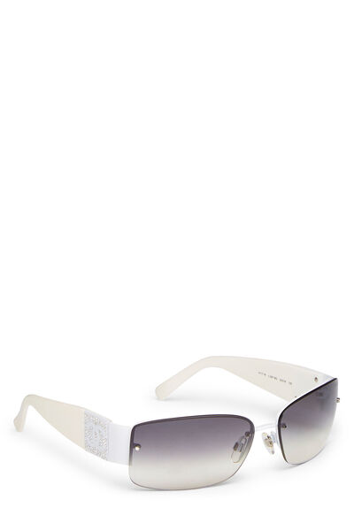 White Acetate & Crystal 'CC' Sunglasses, , large