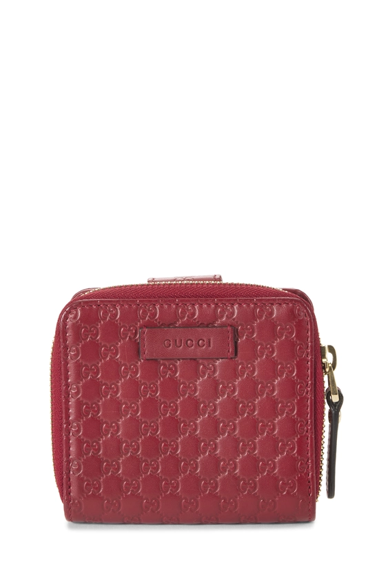 Red Guccissima Leather French Compact Zip Wallet, , large image number 0