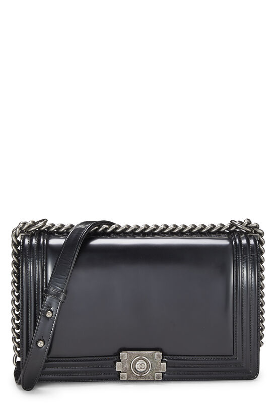 Chanel Black Calfskin Reverso Boy Bag Large Q6B01D3PK5000