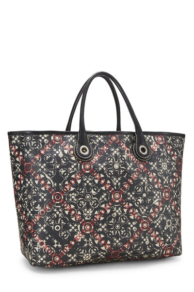Black Coated Canvas Optic Coco Tote, , large